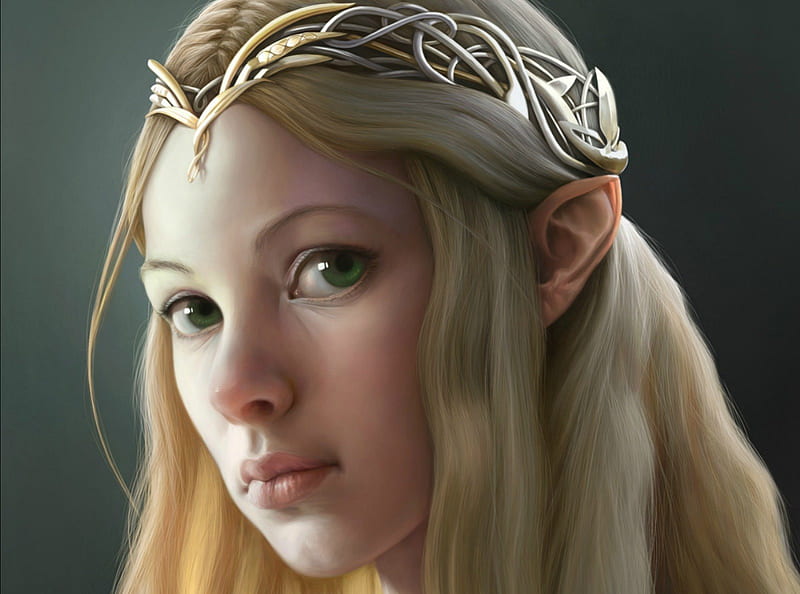 Elf Princess Elf Green Eyes Blonde Hair Woman Fantasy Young Girl Corrado Vanelli Hd 1453