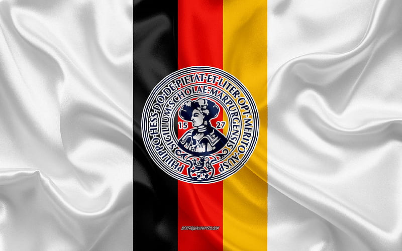 University of Marburg Emblem, German Flag, University of Marburg logo, Marburg, Germany, University of Marburg, HD wallpaper