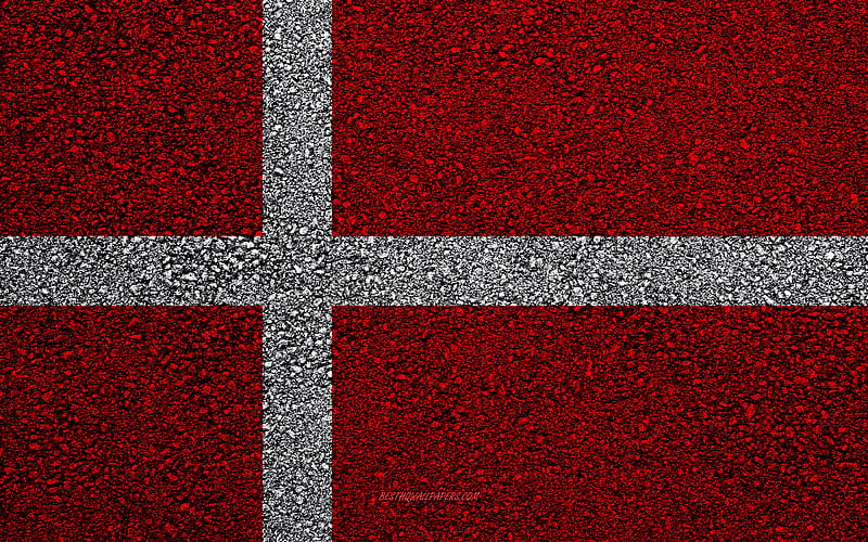 Flag of Denmark, asphalt texture, flag on asphalt, Denmark flag, Europe, Denmark, flags of european countries, HD wallpaper