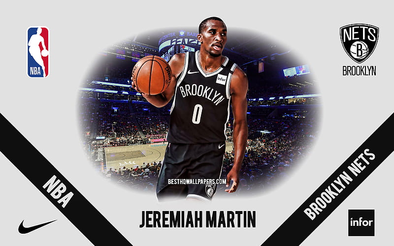 Jeremiah Martin, Brooklyn Nets, American Basketball Player, NBA, portrait, USA, basketball, Barclays Center, Brooklyn Nets logo, HD wallpaper