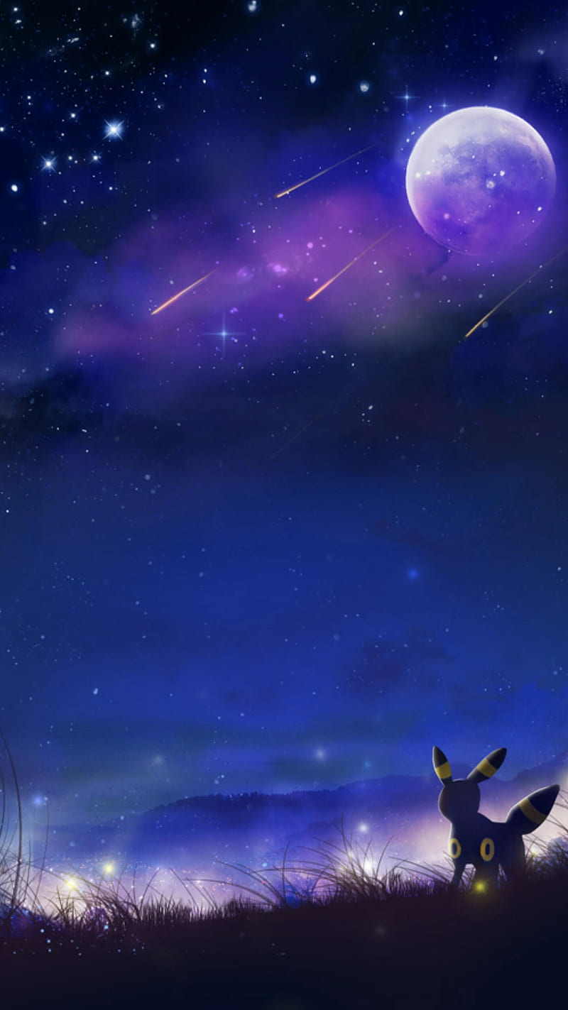 Moonlight Pokemon, anime, darkness, pikachu, stars, umbreon, HD phone wallpaper