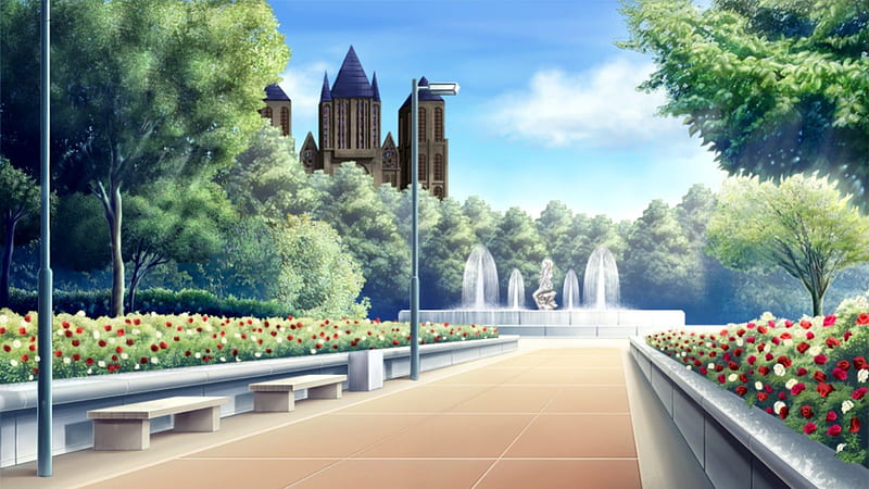 Florest and Garden, Background, Anime Background, Anime Scenery