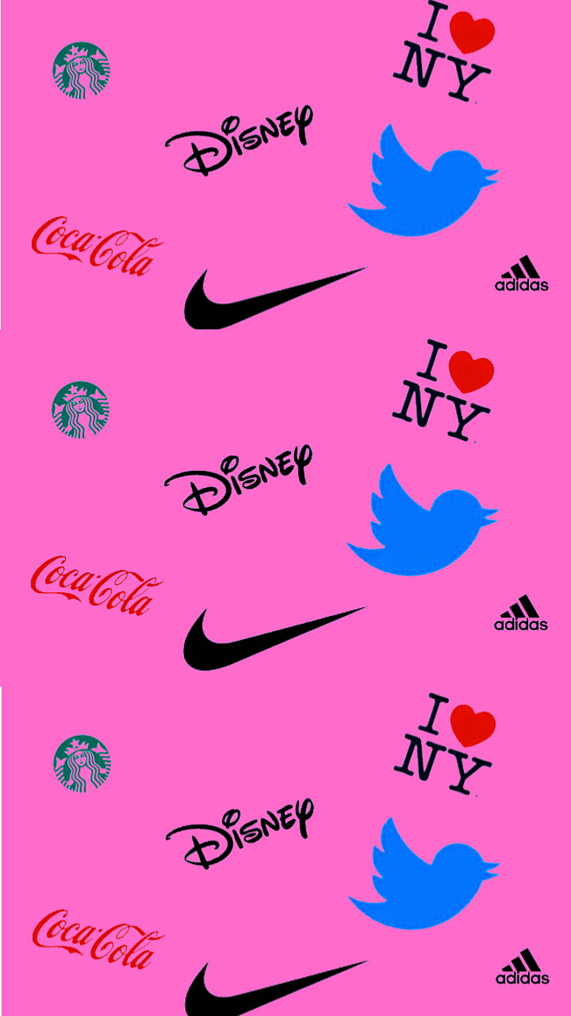 Pink Logo Adidas Coca Cola Disney Nike Ny Starbucks Twitter Hd Phone Wallpaper Peakpx