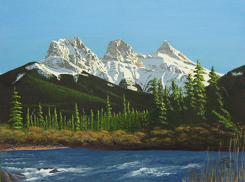 Smokey Mountain High, rapids, mountains, white caps, trees, lake, HD wallpaper