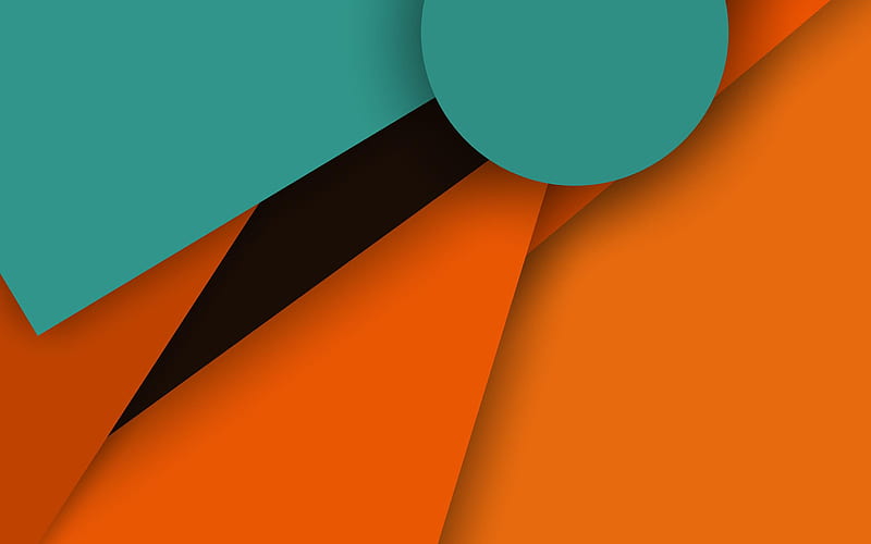 android, green and orange, material design, lollipop, geometric shapes, creative, geometry, colorful background, HD wallpaper