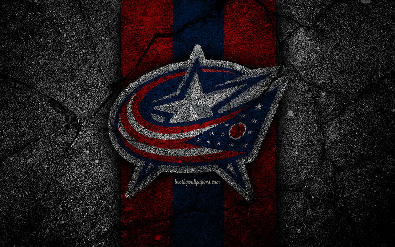 Columbus Blue Jackets, logo, hockey club, NHL, black stone, Eastern Conference, USA, Asphalt texture, hockey, Metropolitan Division, HD wallpaper