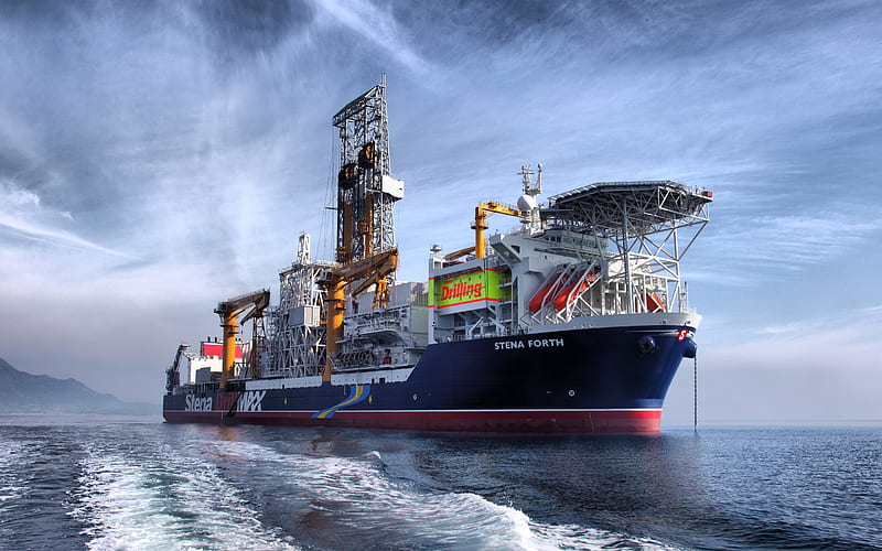Stena Forth, Drilling ship, special ship, sea, big ship, DrillShip, HD wallpaper