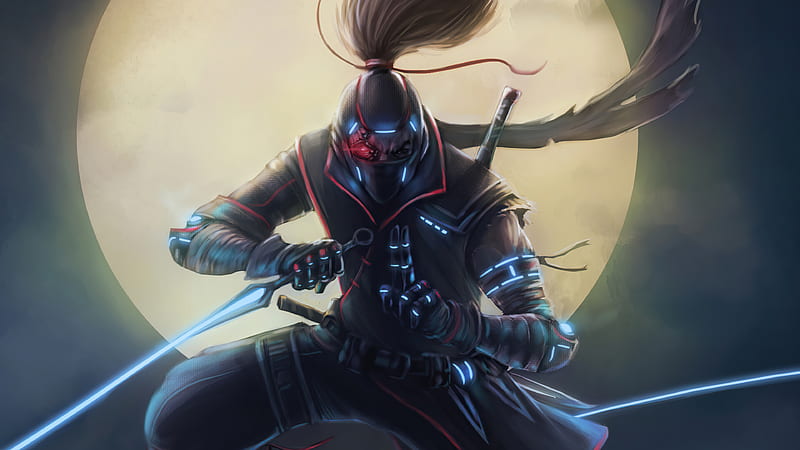 Cyberpunk Ninja Warrior, HD wallpaper