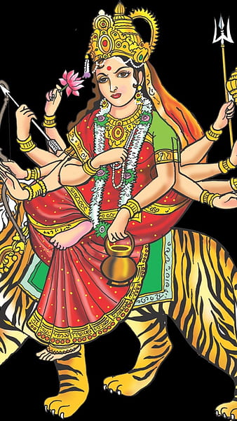 Durga Maa Drawing with Boho Art Style