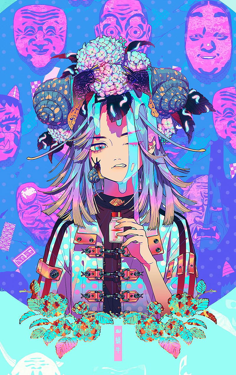 Anime girl, abstract, anime, colorful, girl, HD phone wallpaper