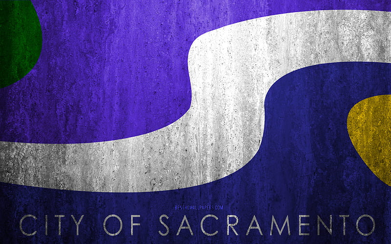 Flag of Sacramento, California stone background, American city, grunge flag, Sacramento, USA, Sacramento flag, grunge art, stone texture, flags of american cities, HD wallpaper