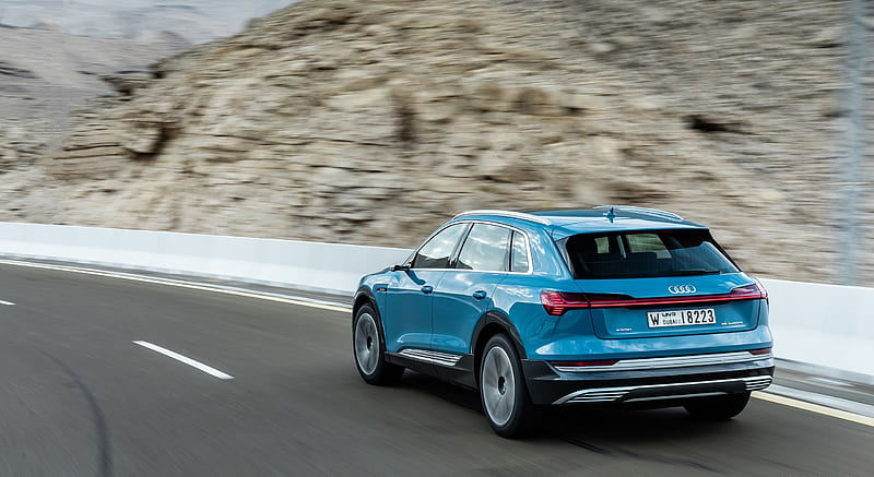2019 Audi e-tron (Color: Antigua Blue) - Rear Three-Quarter , car, HD wallpaper