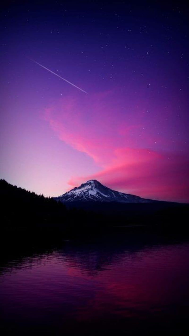 MINIMAL, amoled, mountain, night, sky, HD phone wallpaper