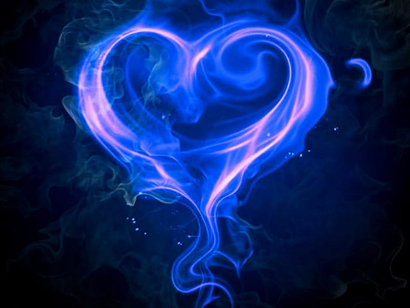Smoke heart, seems, within, blue, dark, HD wallpaper