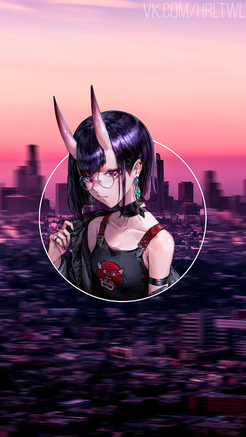 Anime, anime girls, horns, glasses, dark hair, -in-, HD phone wallpaper |  Peakpx