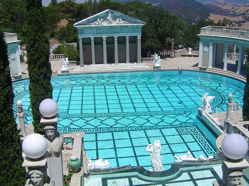 Hearst Castle in San Simeon California, architecture, castles, pools, graphy, monuments, HD wallpaper