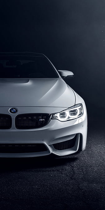 BMW M4, car, coupe, f82, front view, m power, tuning, vehicle, white, HD phone wallpaper