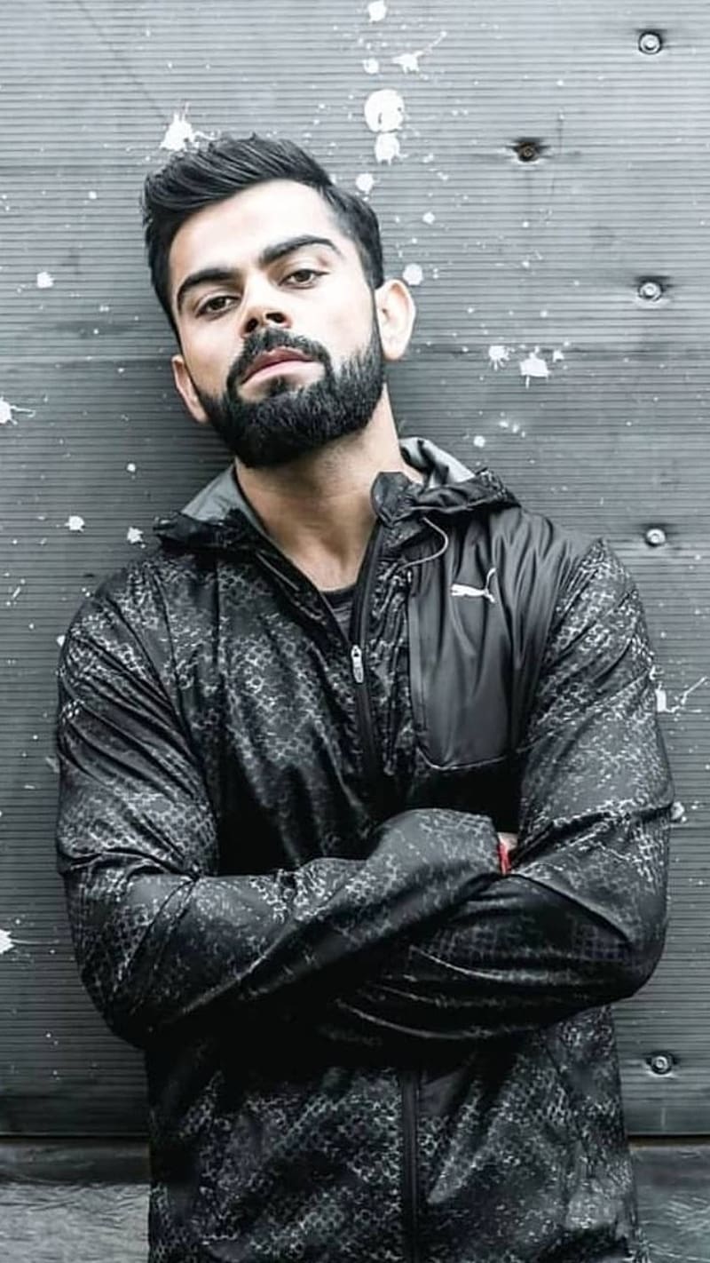 Virat Kohli Ka In Black Jacket Black Jacket Folding Hands Cricketer King Kohli Hd Phone 