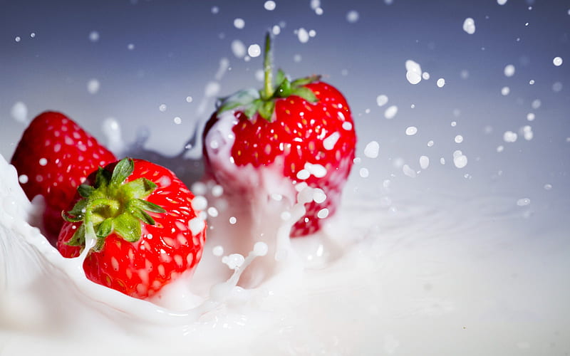 Milk And Strawberries, Fruit, Strawberries, Milk, Sweet, HD wallpaper |  Peakpx