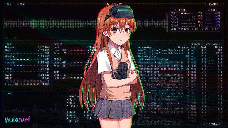 Anime, Hacker, Linux, Mikoto Misaka, A Certain Scientific Railgun, A Certain Magical Index, HD wallpaper