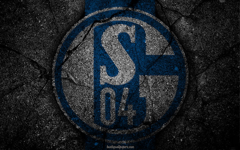 Schalke 04, logo, art, Bundesliga, soccer, football club, FC Schalke, asphalt texture, HD wallpaper