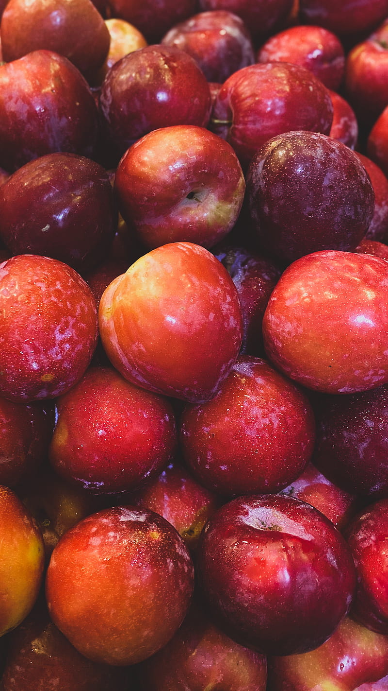 apples, fruits, red, wet, HD phone wallpaper