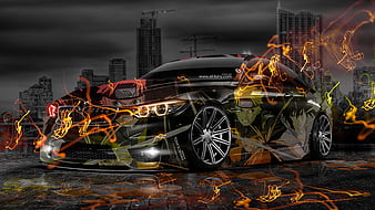 BMW M4 Naruto, 2014, aerography, anime, art yellow, car, carros, city,  energy, HD wallpaper | Peakpx