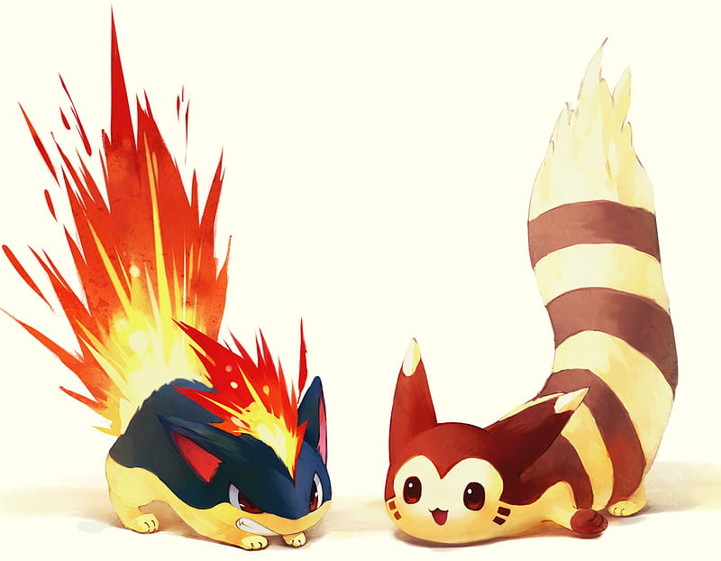 pokemon, fire, quilava, white, HD wallpaper