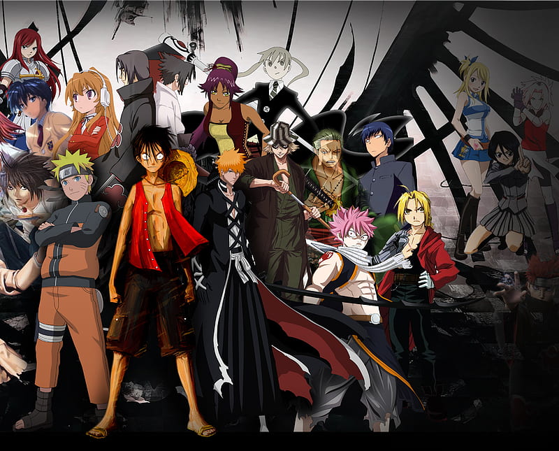 anime world 2, love, naruto, one piece, HD wallpaper