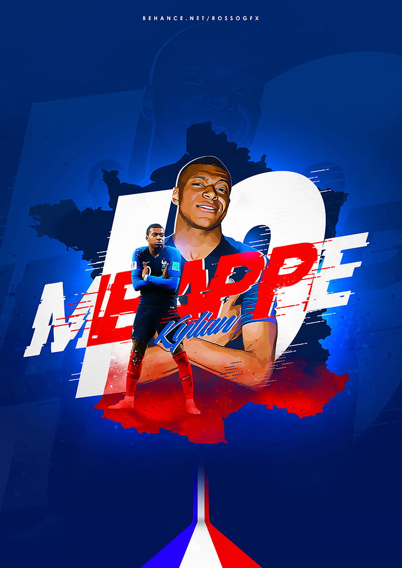 Kylian Mbappe, artwork, champion, football, france, ligue1, monaco, paris, psg, HD phone wallpaper