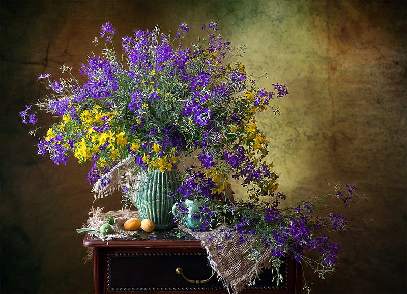 graphy, Still Life, Apricot, Flower, Vase, Wildflower, HD wallpaper