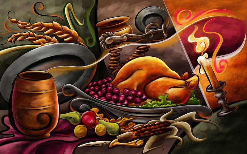 Great food - Thanksgiving illustration design, HD wallpaper