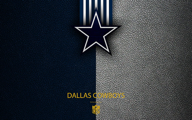 Dallas Cowboys American football, logo, emblem, Arlington, Texas, USA, NFL, blue white leather texture, National Football League, Eastern Division, HD wallpaper
