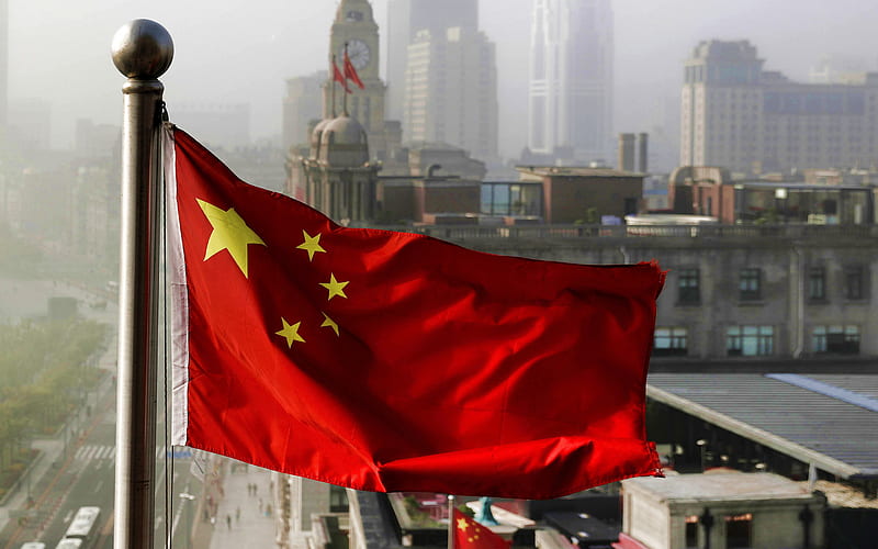 China flag, flagpole, China, Chinese flag, China flag on flagpole, HD wallpaper