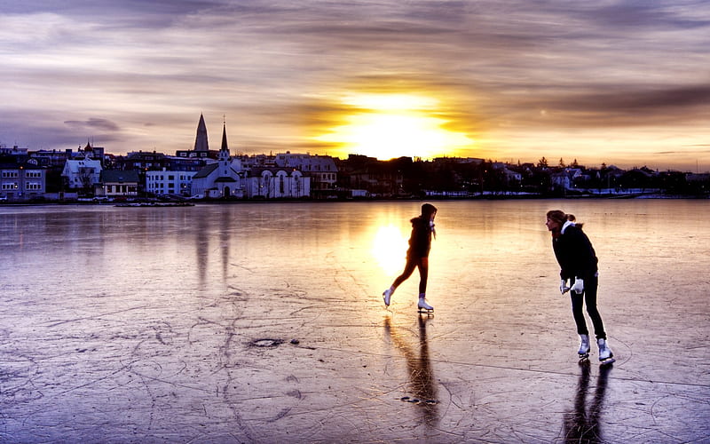 Iceland ice rink early in the morning, HD wallpaper