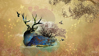 Deer Abstract Digital Art 8K Wallpaper #4.331