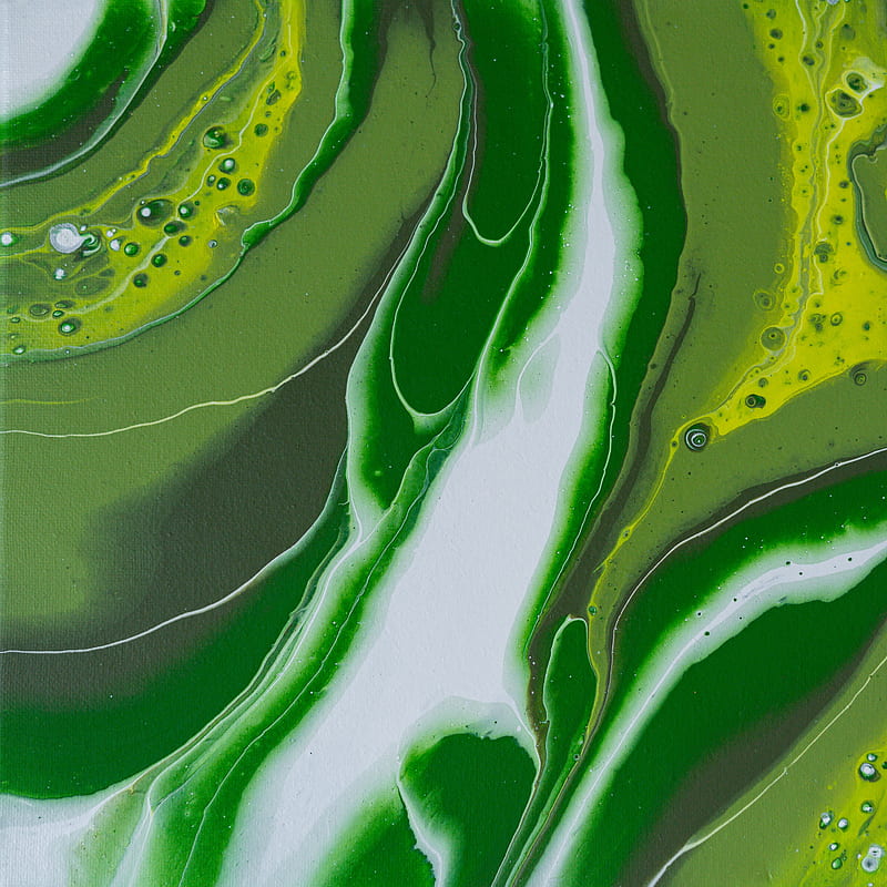 paint, fluid art, stains, liquid, green, HD phone wallpaper