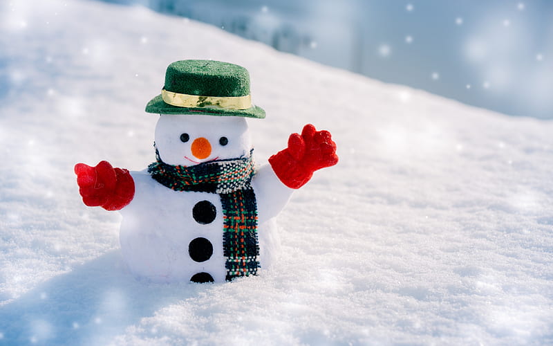 Snowman, toy, winter, snow, New Year, HD wallpaper | Peakpx