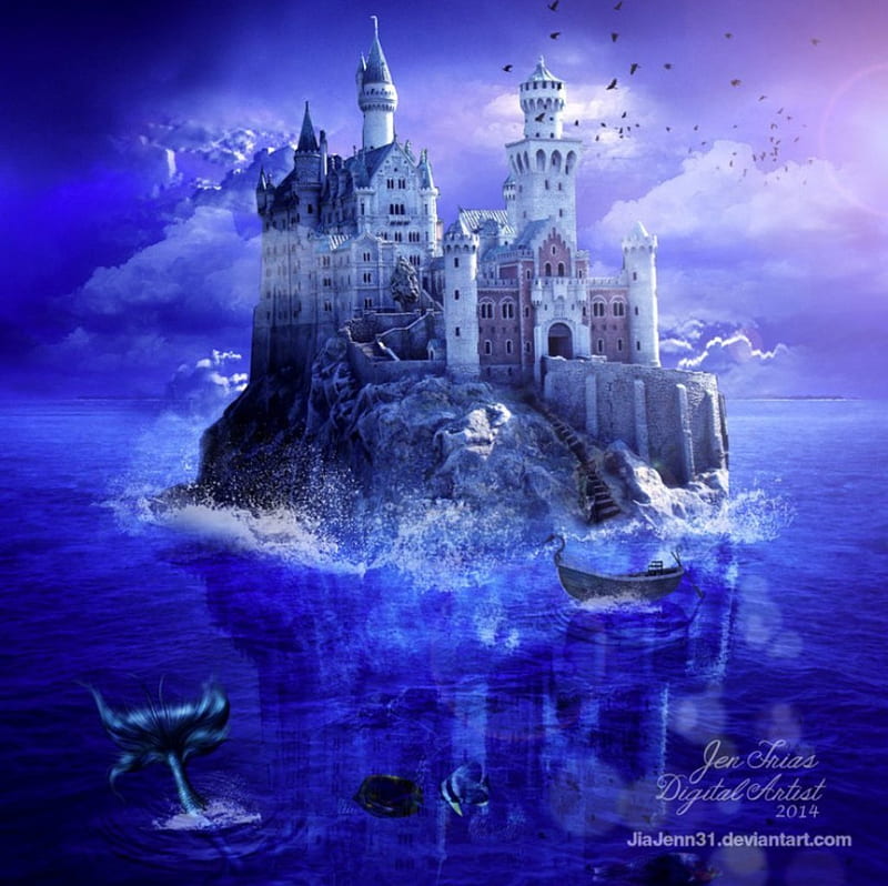 Castillo sobre el mar, fantasía, abstracto, castillo, mar, Fondo de pantalla  HD | Peakpx