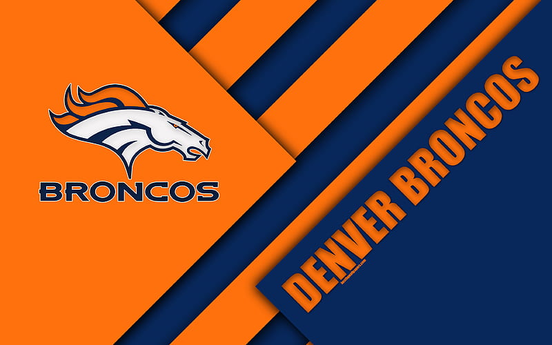 Denver Broncos, American Football League logo, NFL, orange blue abstraction, material design, American football, Denver, Colorado, USA, National Football League, AFL, HD wallpaper