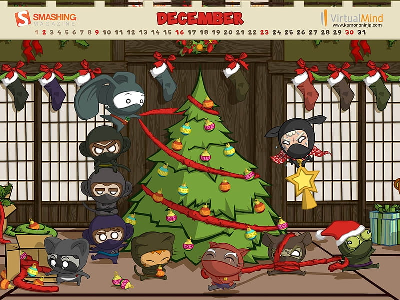 Kemono Ninja-December 2012 calendar, HD wallpaper