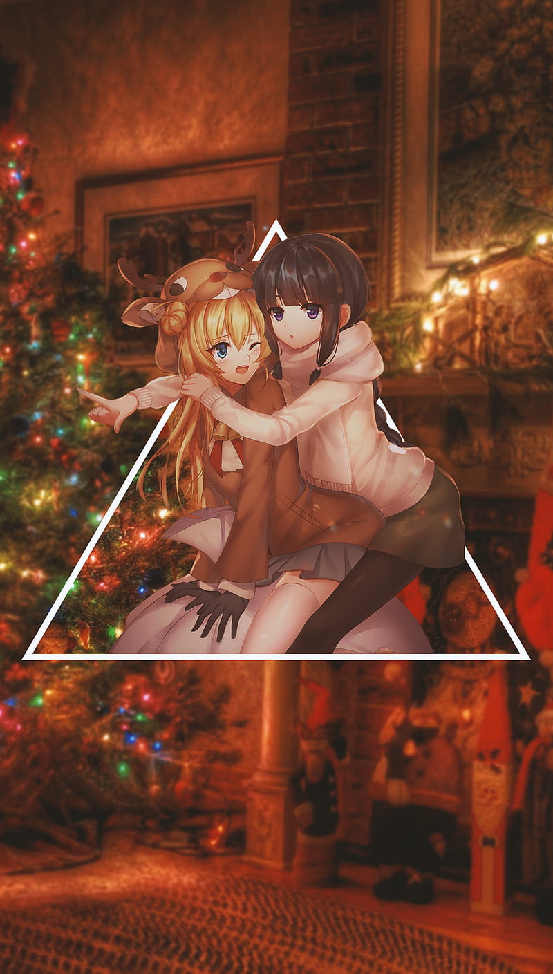 anime girls, anime, -in-, Christmas, Christmas Tree, HD phone wallpaper