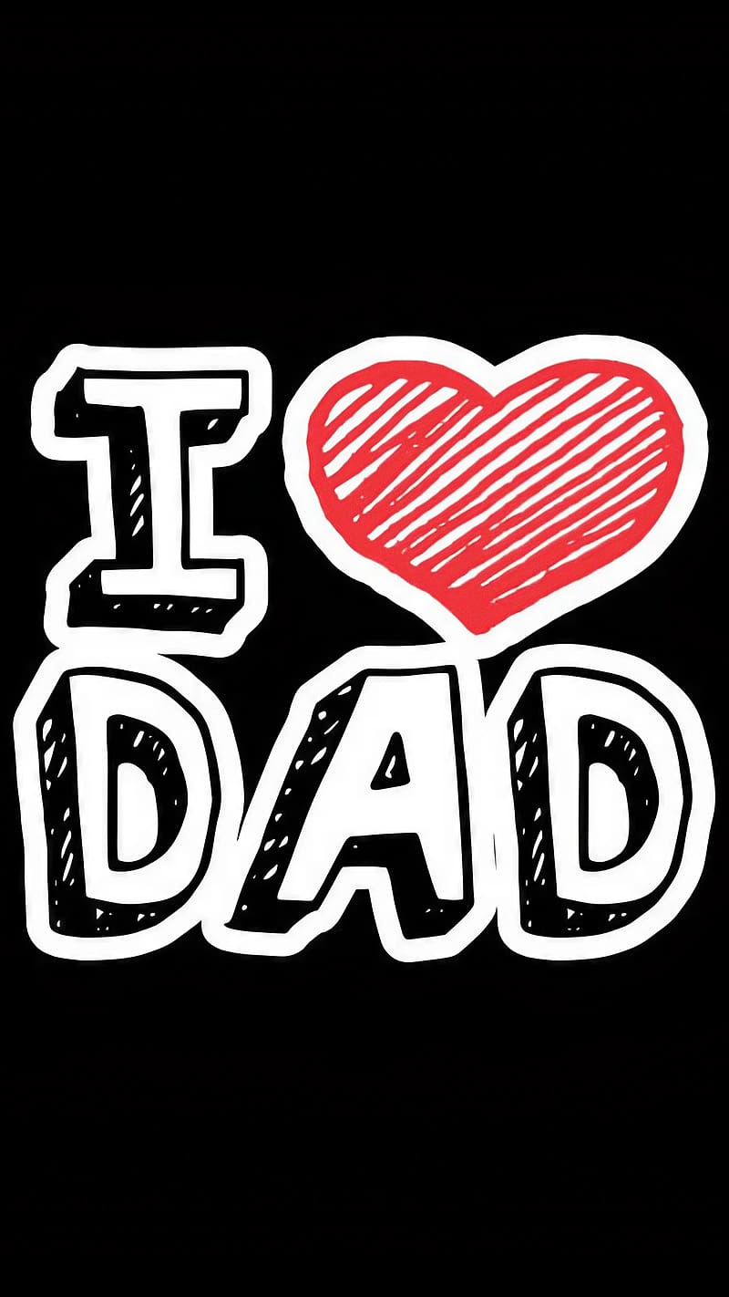 I Love You Dad, Black Background, red heart, HD phone wallpaper