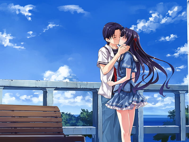 Anime couple in love, fantasy, boy, girl, anime, love, doll, kiss, couple,  HD wallpaper | Peakpx