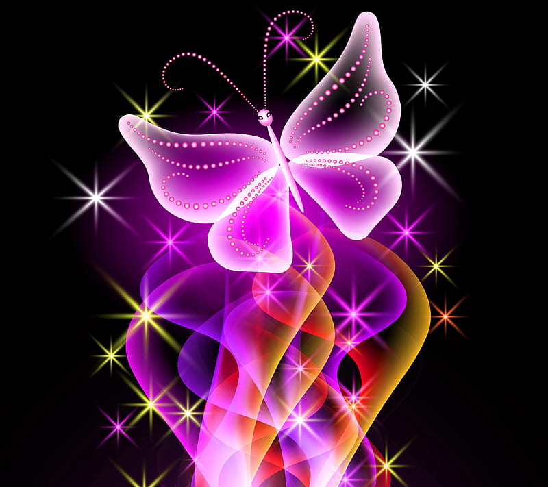 Abstract Butterfly, neon colorful, HD wallpaper