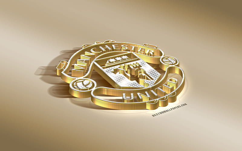 Manchester United FC, MU FC, English football club, golden silver logo, Manchester, England, Premier League, 3d golden emblem, creative 3d art, football, United Kingdom, HD wallpaper