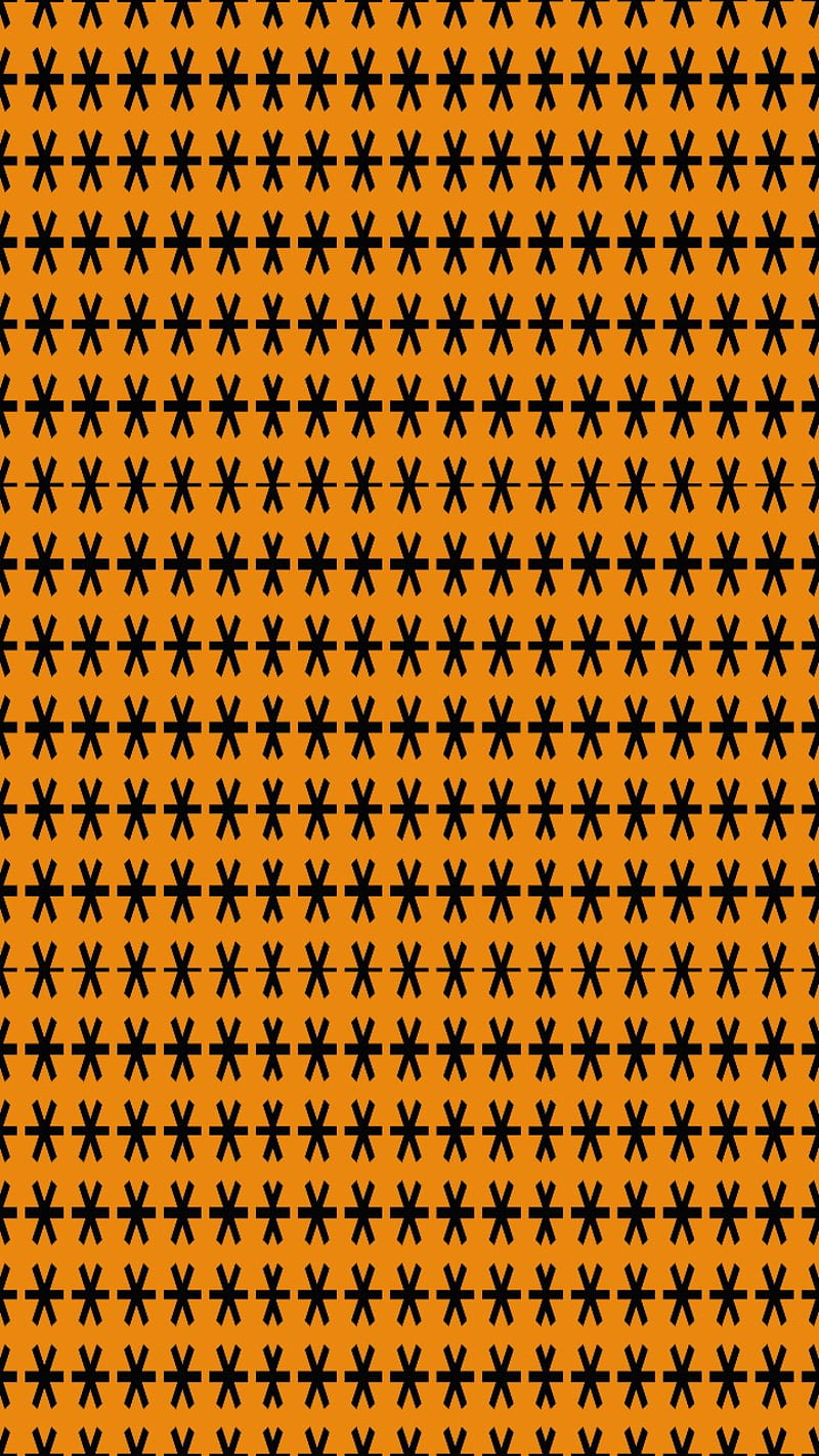 Asterisk 02, orange, black, tiled, HD phone wallpaper