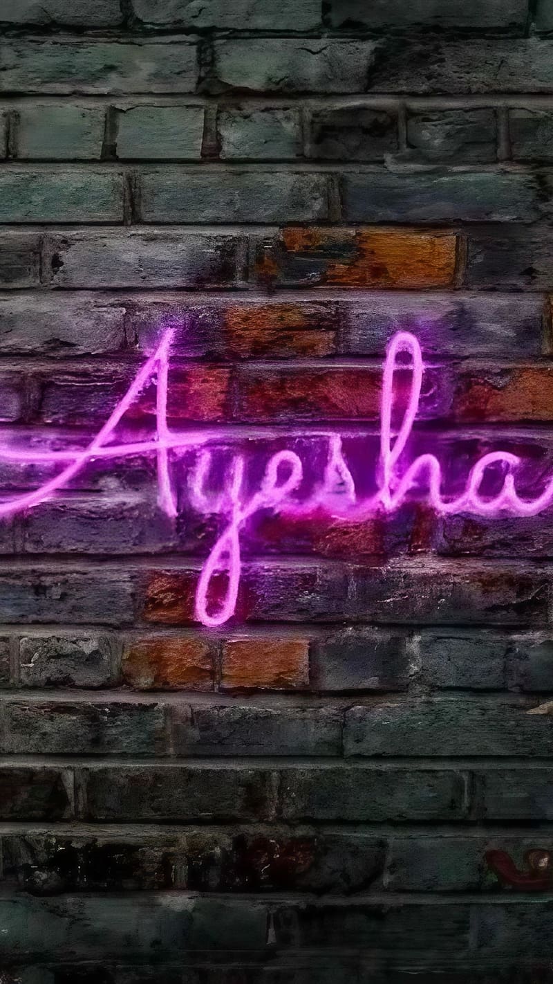 Ayesha Name, Purple Neon Light, name design, wall background, HD ...