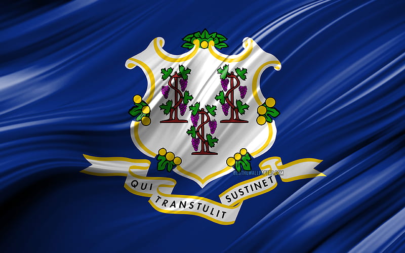 Connecticut flag, american states, 3D waves, USA, Flag of Connecticut, United States of America, Connecticut, administrative districts, Connecticut 3D flag, States of the United States, HD wallpaper