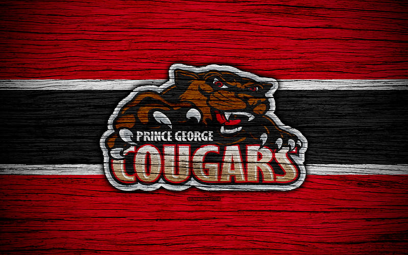 Prince George Cougars, logo, WHL, hockey, Canada, emblem, wooden texture, Western Hockey League, HD wallpaper